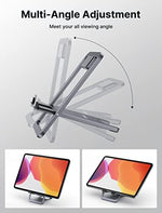 JSAUX multi angle tablet stand supporting a handheld gaming console horizontally