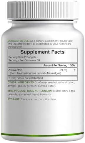 Deal Supplement Astaxanthin container highlighting benefits for skin elasticity, eye vision, and joint health.