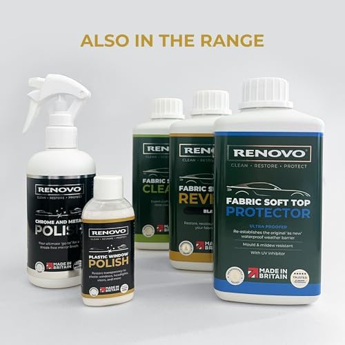 Renovo 500 milliliter fabric soft top cleaner prepared for automotive exterior detailing.