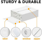 SpaceAid white fabric sheet organizing cube dimensions and reinforced handle close up view