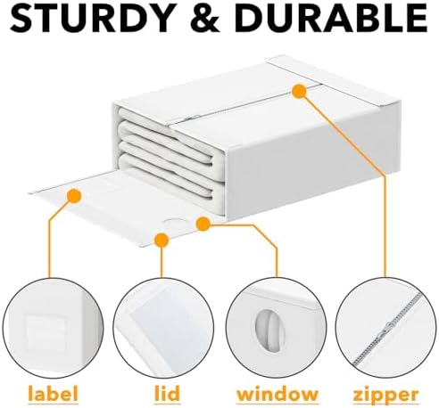 SpaceAid white fabric sheet organizing cube dimensions and reinforced handle close up view
