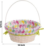 Three piece set of natural bamboo holiday storage baskets with sturdy handles