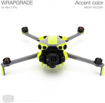 Vibrant Neon Yellow WRAPGRADE premium 3M vinyl partial drone skin set laid out before application