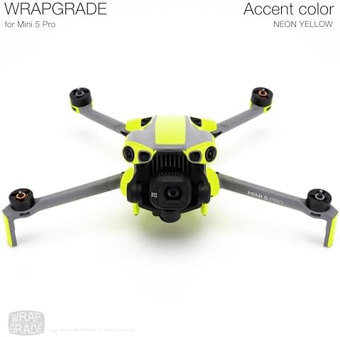 Vibrant Neon Yellow WRAPGRADE premium 3M vinyl partial drone skin set laid out before application