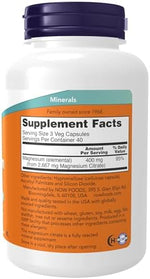Authentic NOW Foods imported magnesium supplement capsules for muscle health and energy metabolism