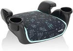 Evenflo GoTime No Back Booster Car Seat Blue Astro close up on the premium machine washable seat fabric.
