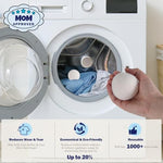 Close up view showing the natural textured fibers of the pure New Zealand wool laundry spheres.