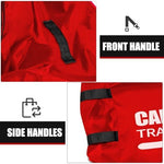 Imbsinvncy large car seat bags for air travel folded compactly inside its own integrated storage pouch.