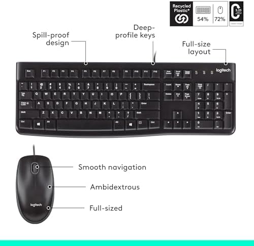 Logitech MK120 desktop keyboard and mouse set packaging contents overview