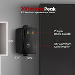 Pyle PLMR24B dual mini box speaker set displaying heavy duty weatherproof housing.