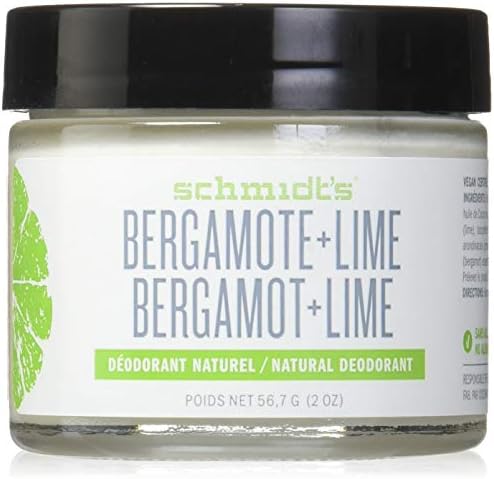 Schmidt's Bergamot and Lime deodorant jar label and packaging detail