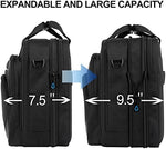 Interior view of KROSER computer case highlighting padded laptop sleeve and RFID blocking pockets