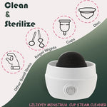 Top view of menstrual cup sterilizer base showing heating element
