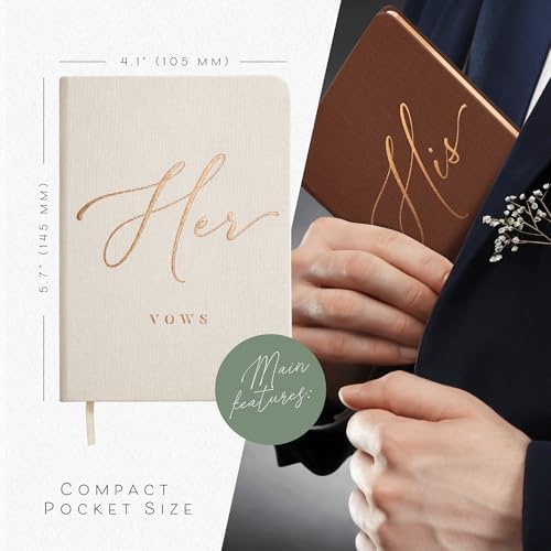 Couple holding Artesori linen vow books during ceremony