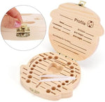 NASHRIO Baby Tooth Box Wooden Kids Keepsake Organizer Gift for Baby Teeth, Cute Children Tooth Container with Tweezers to Keep the Childwood Memory (Boy) - Image 3