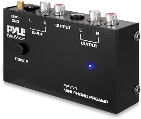 Pyle stereo phonograph preamp showing input ports and grounding screw terminal