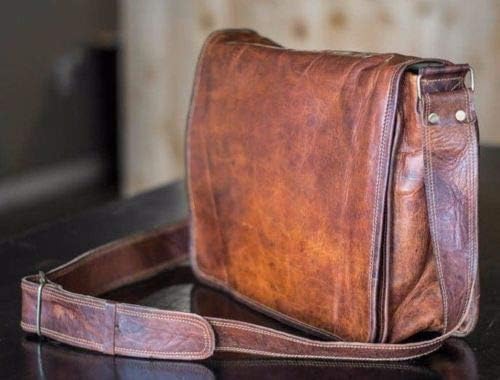 Cuero vintage distressed leather tablet sling bag back view