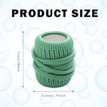 Green silicone laundry ball with sponge core showing anti tangle design