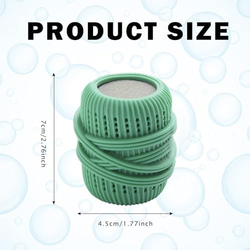 Green silicone laundry ball with sponge core showing anti tangle design