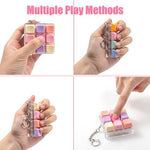 Removable pastel orange and pink keycaps being customized on a premium ABS plastic sensory toy base