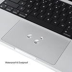 Close up view of a laptop trackpad with the ultra thin protective shield applied seamlessly