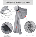 Close up view of the quick drying light grey mesh fabric on the vrbabies infant carrier.