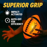 TOMLEON nighttime glowing football being inflated with the included hand air pump
