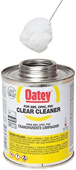 Oatey plastic pipe cleaner label details and usage
