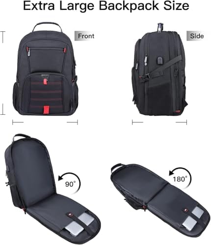 Anterk 17.3 inch travel backpack back view displaying breathable mesh ergonomic padding