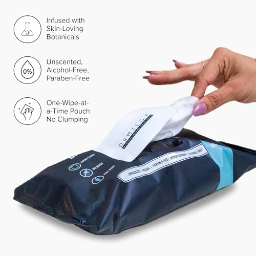 DRMTLGY no-rinse body wipes flushable wipes for sensitive skin with aloe and cucumber for sensitive skin care