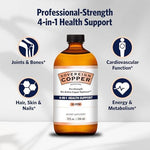 Close up view of the thirty parts per million professional strength copper hydrosol nutritional information label.