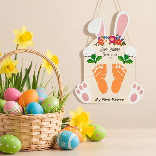 The Style Sutra baby footprint frame kit showcasing the wall hanging hook and tabletop display setup options