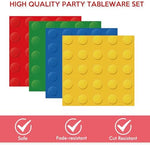 Building block party napkins with 80 piece set layout