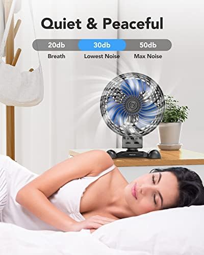 AaoLin portable plug-in fan placed on an office table next to a laptop demonstrating compact size.
