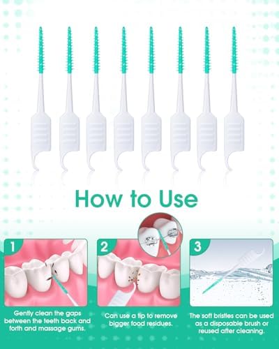 YEERSUO dental picks pack showing 270 pieces of green interdental cleaners