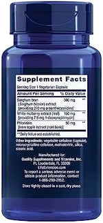 Side view of Life Extension Tri Sugar Shield bottle detailing vegetarian and non-GMO attributes