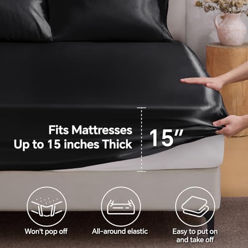 Bedelite satin fitted sheet folded to show quality