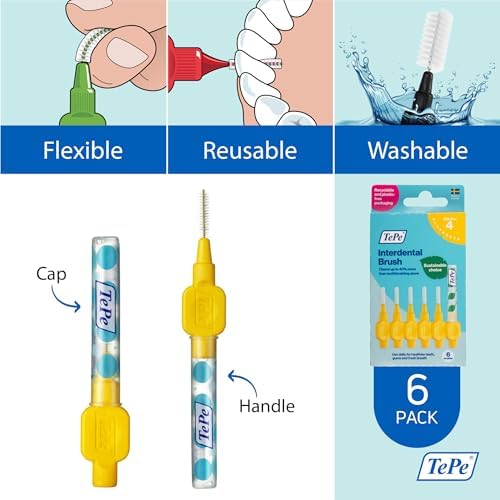 TePe soft dental brush for teeth cleaning showing compatibility with orthodontic braces and dental implants