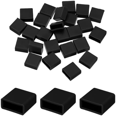 Black silicone USB port covers installed on male cable ends