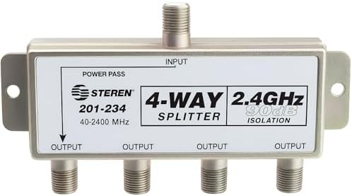 Steren coaxial cable splitter model two hundred one two hundred thirty four rear view showing epoxy sealed back cover