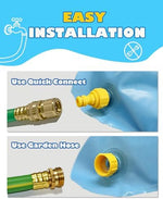 Secure hose connector valve attachment on the rim of the extra thick GloopGlee kids splash pad