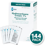 Close up of Globe hydrocortisone 1% cream packet labeling