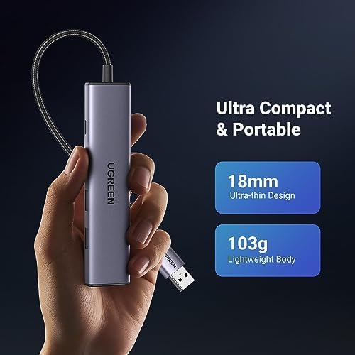 UGreen 5 in 1 portable internet hub compact design layout demonstrating easy portability for business travel usage.
