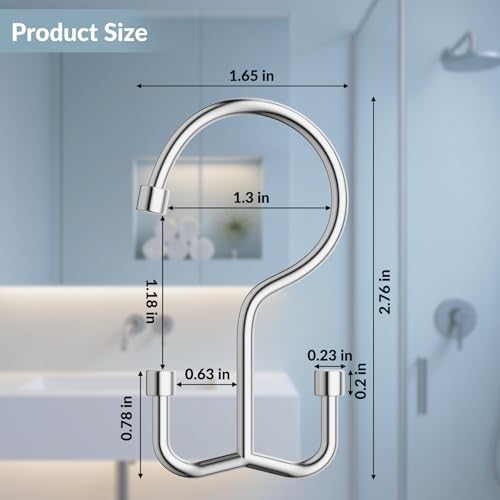 OEH chrome shower hooks with spherical roller balls for smooth sliding