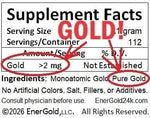 EnerGold Monoatomic Gold supplement label details