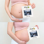 Close up of the natural wood texture and clear glass cover on the Jwitao pregnancy countdown frame.