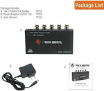 Side angle of J-Tech Digital commercial video splitter highlighting the wide voltage input adapter terminal connection.