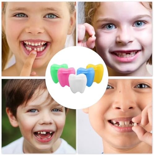 Children holding portable multicolor baby teeth container set from Ceonam