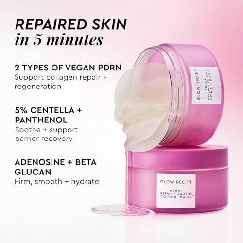 Glow Recipe PDRN+ Repair and Soothe Toner Pads 60 count box
