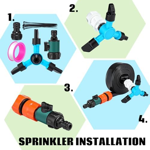 Detailed layout of the included threaded control valve, nipple connector, and raw material tape accessories